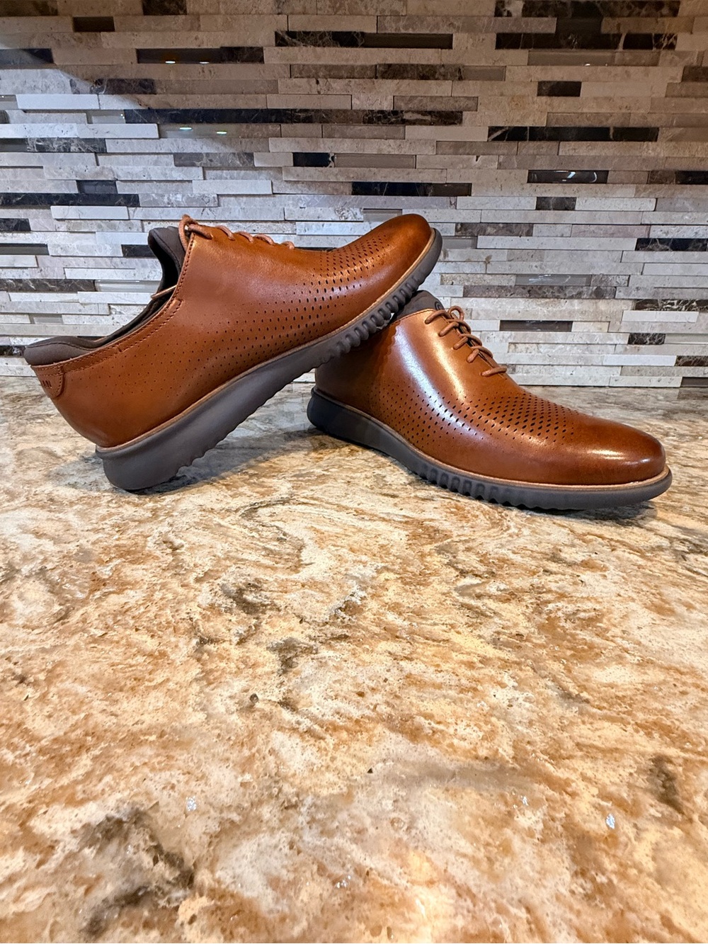 Men's Cole Haan 2.ZERØGRAND Laser Wingtip Oxfords - British Tan Leather